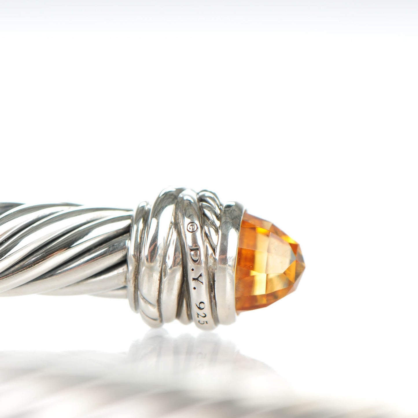 Sterling Silver Diamond Citrine 7mm Cable Crossover Bracelet