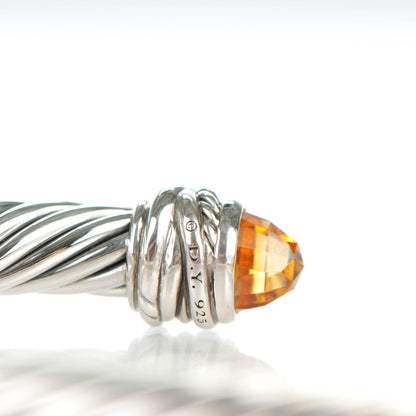 David Yurman Sterling Silver Diamond Citrine 7mm Cable Crossover Bracelet 4 of 5