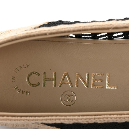 Chanel Raffia Cap Toe Ballerina Flats 38 Black Beige 8 of 10