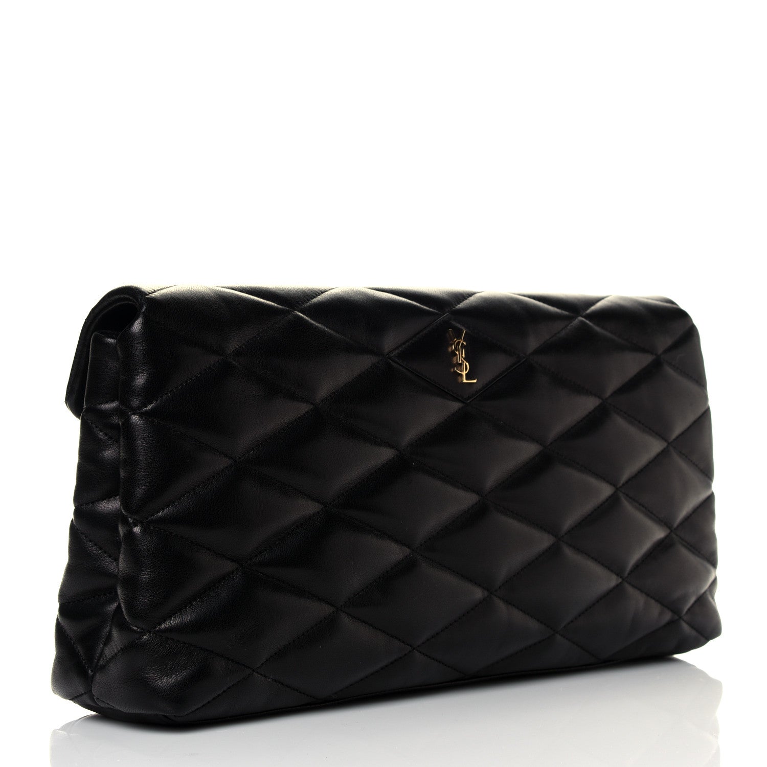 Saint Laurent Lambskin Quilted Sade Puffer Envelope Clutch Black 2 of 5