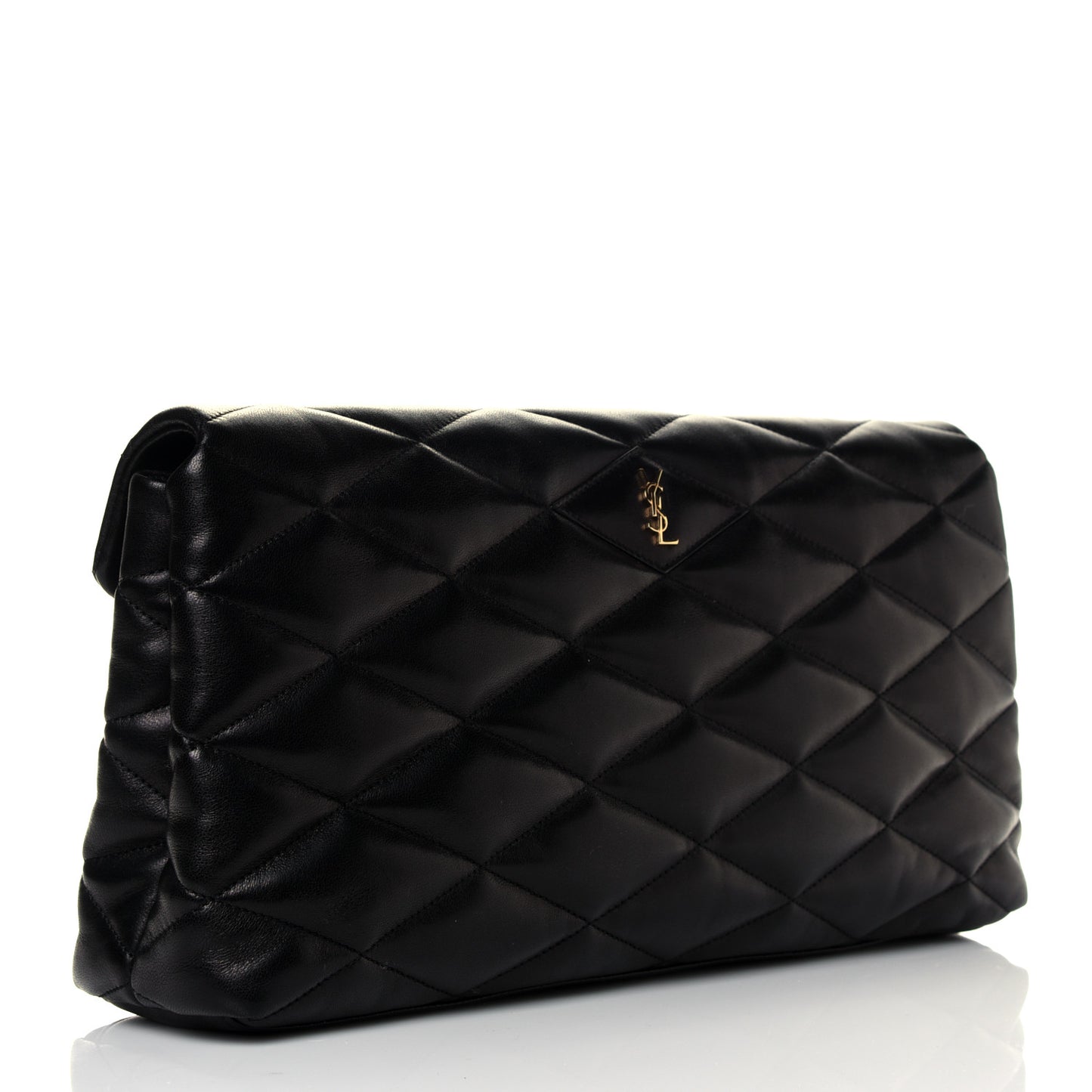 Lambskin Quilted Sade Puffer Envelope Clutch Black