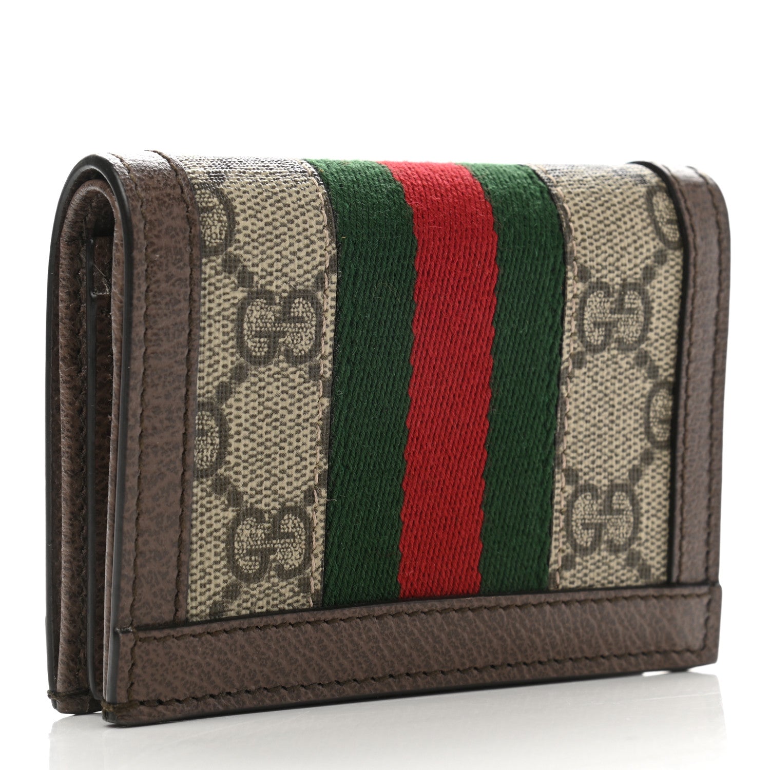 Gucci GG Supreme Monogram Web Ophidia Card Case Beige New Acero 3 of 9