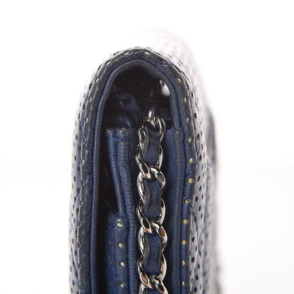 Chanel Perforated Lambskin Quilted Wallet On Chain WOC Blue 13 of 18