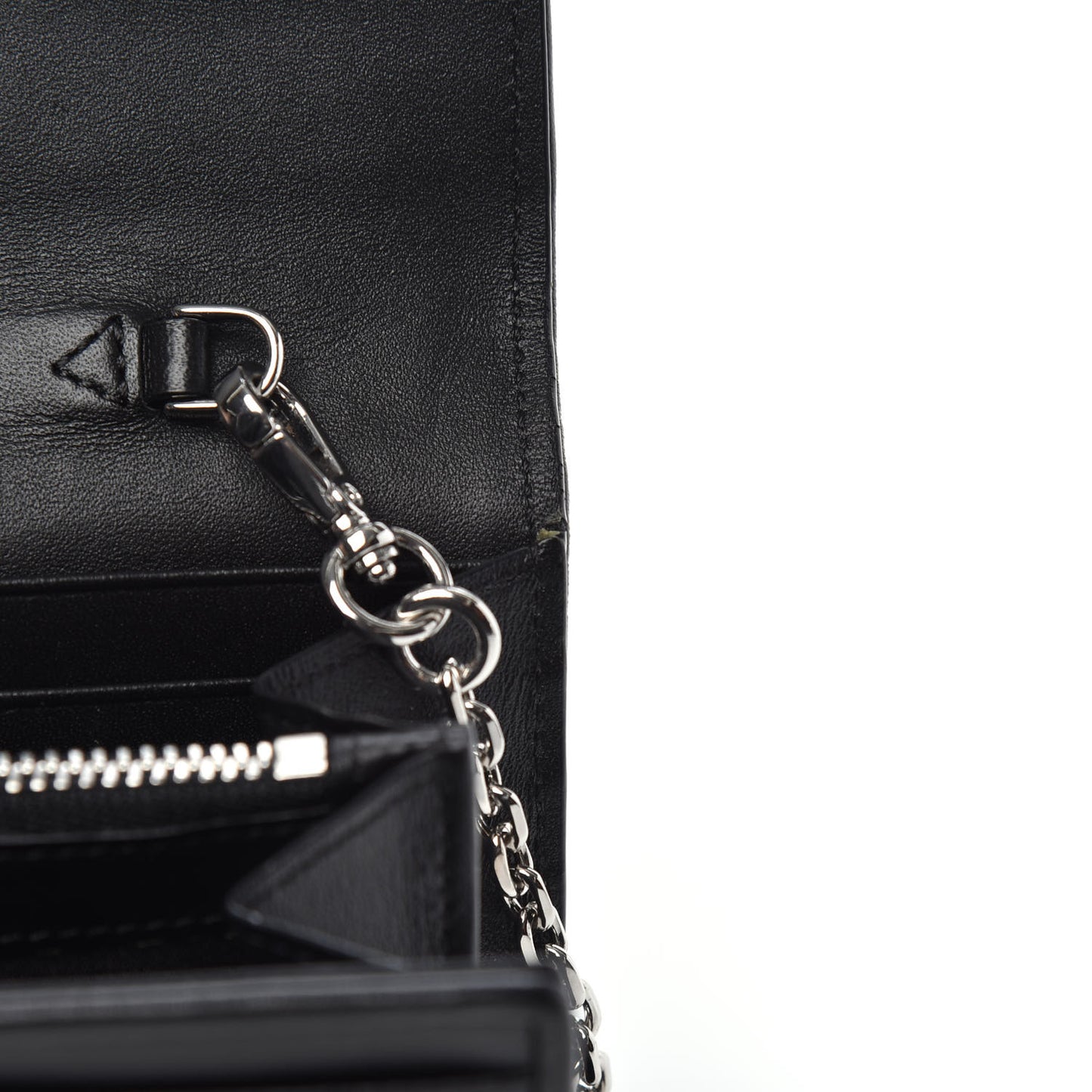 Grained Calfskin Large Patricia Wallet On Chain Black