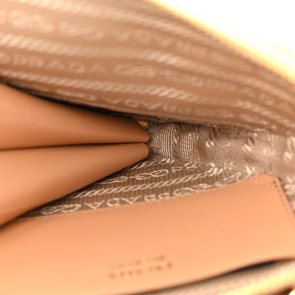 Prada Raffia Calfskin Crochet Logo Embroidered Mini Triangle Crossbody Pouch Naturale 5 of 10