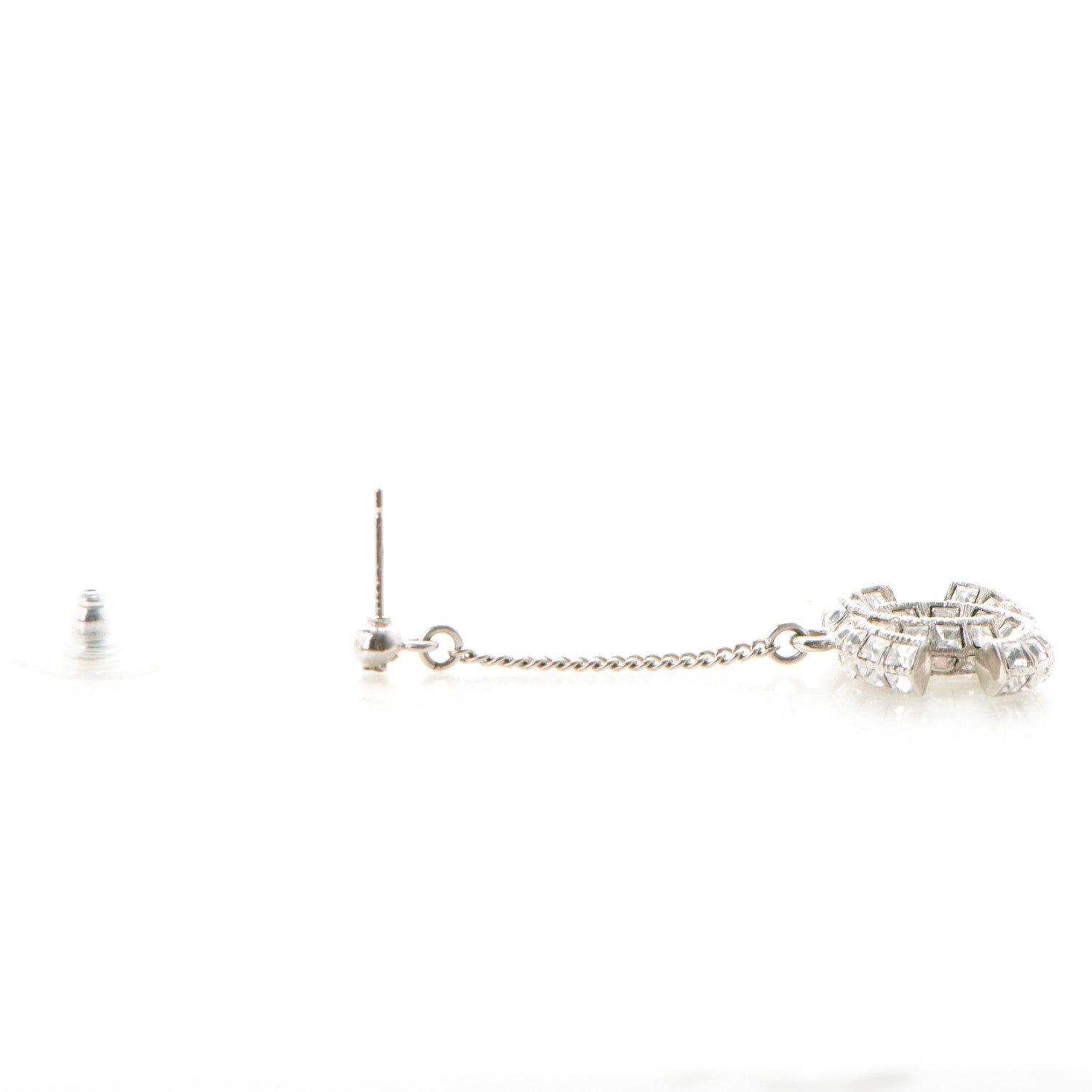 Chanel Baguette Crystal CC Dangle Earrings Silver 4 of 4