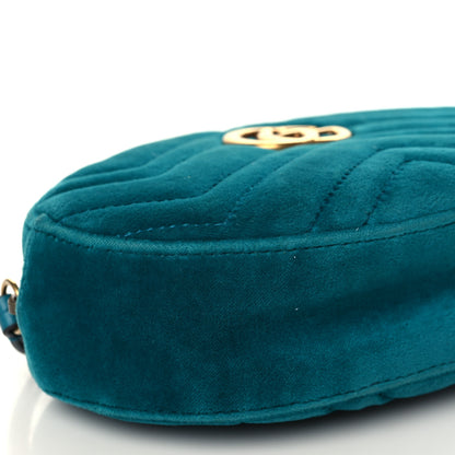 Gucci Velvet Matelasse GG Marmont Belt Bag 75 30 Pavone Cyan 8 of 10
