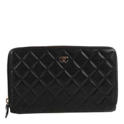 Chanel Lambskin Quilted Large Zipped Wallet Black 1 of 8