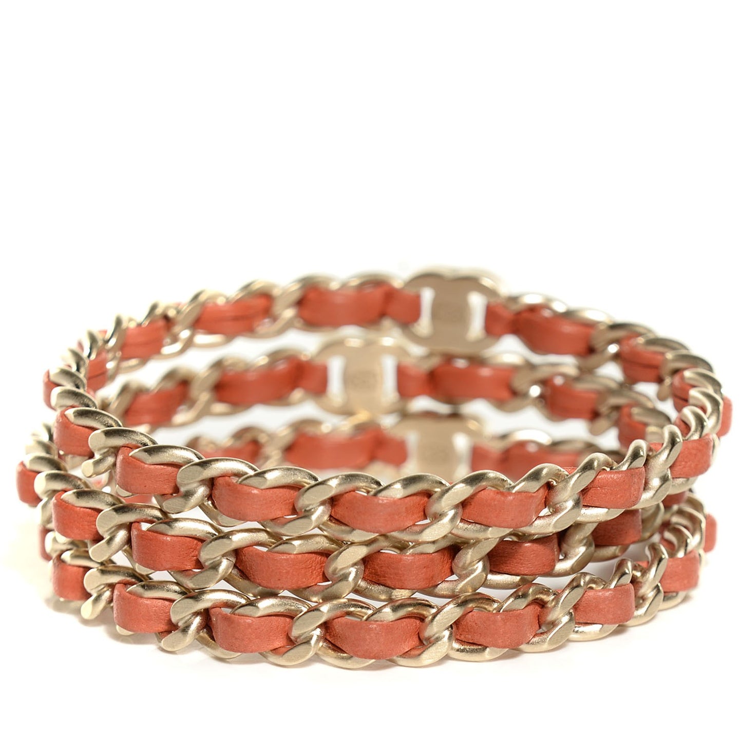 Lambskin Chain Bangle Set of 3 Light Red