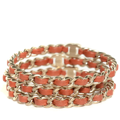 Chanel Lambskin Chain Bangle Set of 3 Light Red 5 of 5