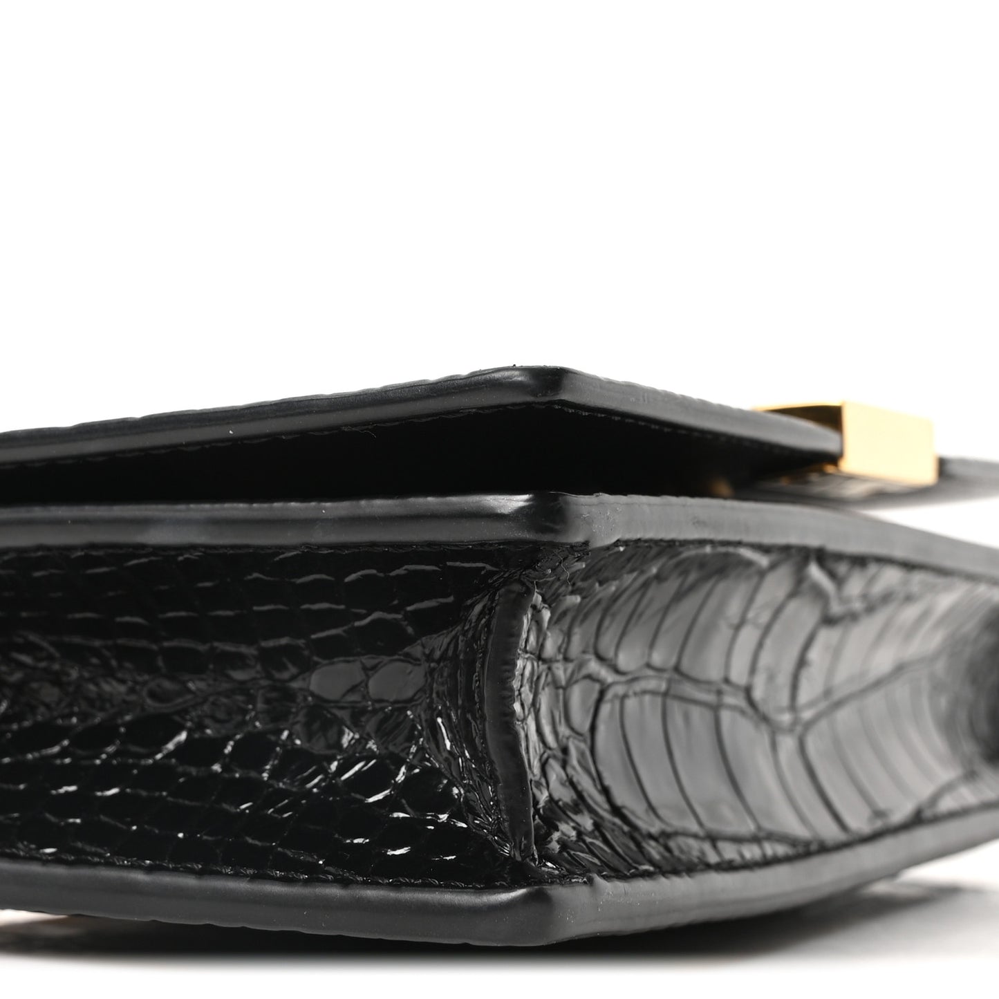 Crocodile Embossed Calfskin Greca Goddess Wallet On Chain Black