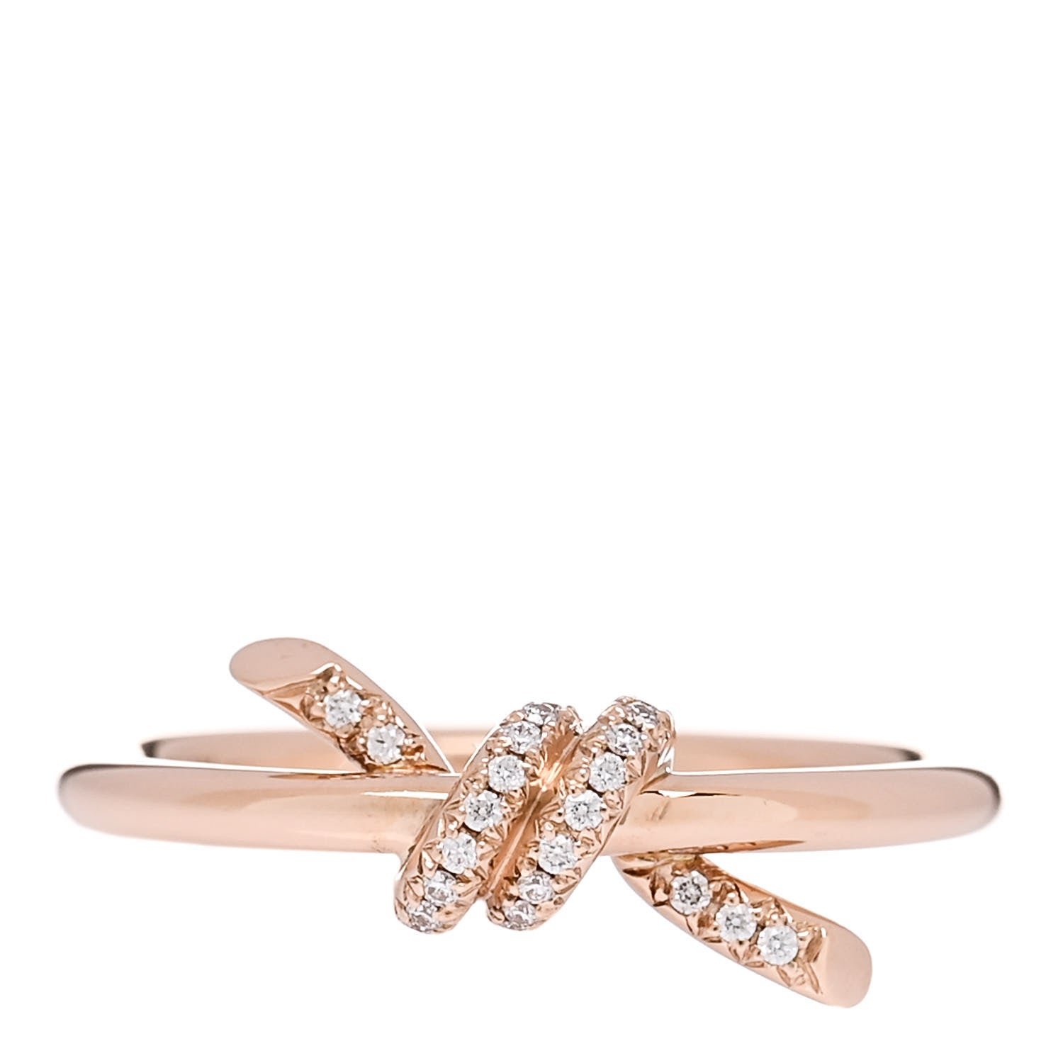 Tiffany 18K Rose Gold Diamond Small Knot Ring 52 6 1 of 5