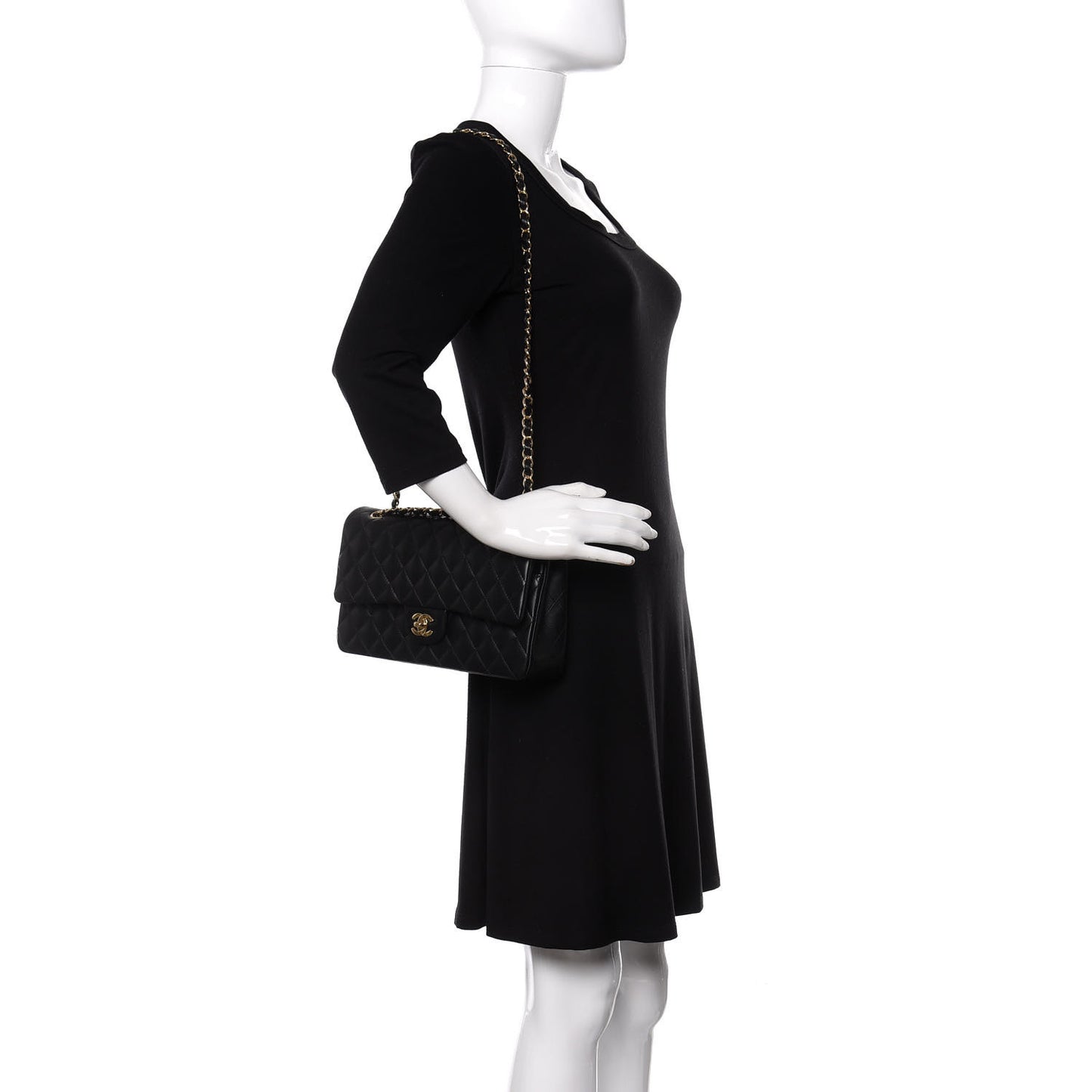 Lambskin Quilted Medium Double Flap Black