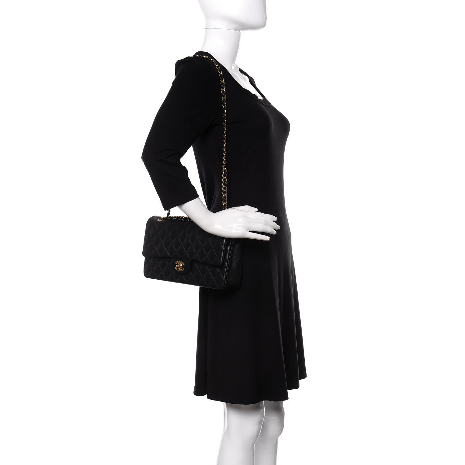 Chanel Lambskin Quilted Medium Double Flap Black 2 of 10