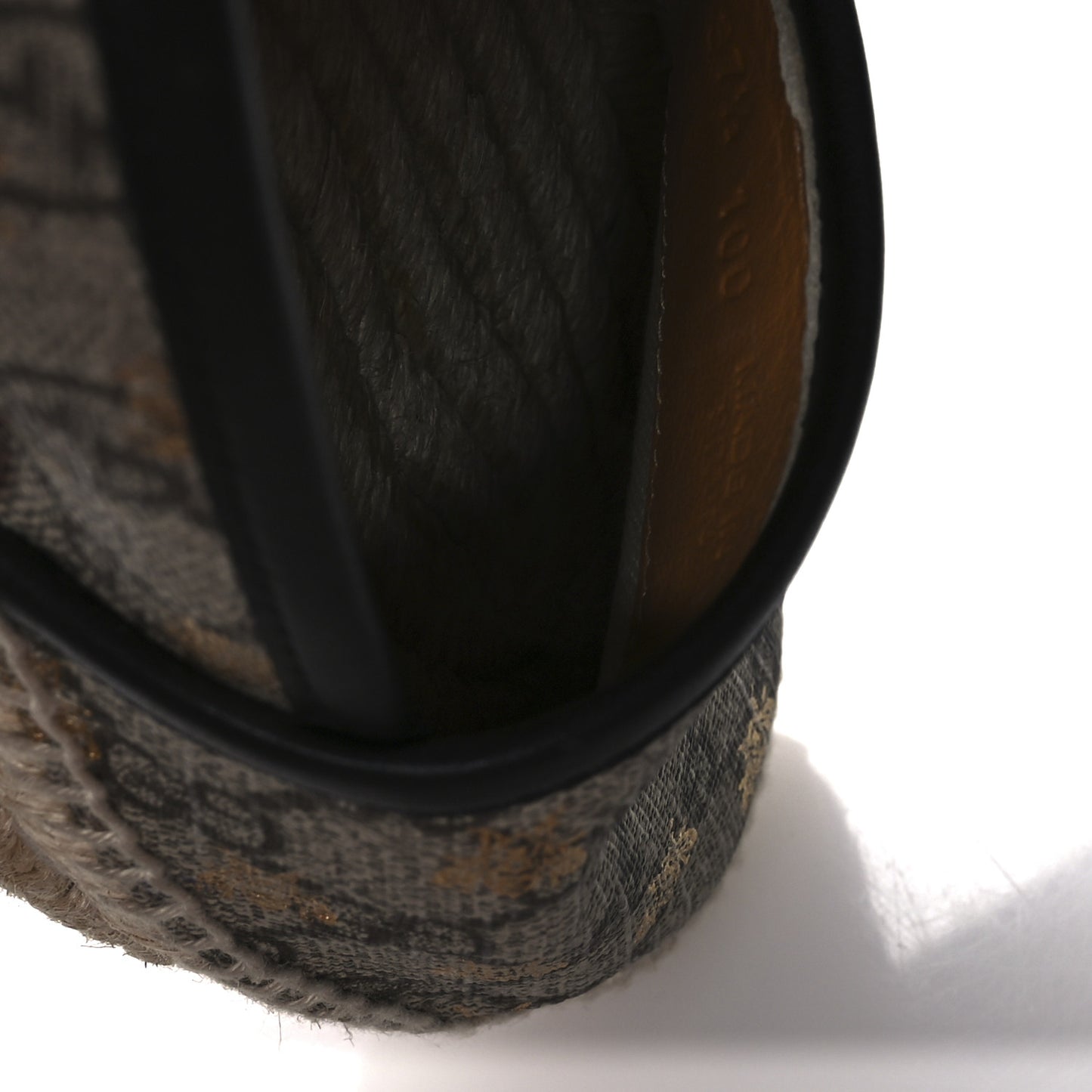 GG Supreme Monogram Bees Espadrille Flats 37.5 Beige Ebony Oro Black