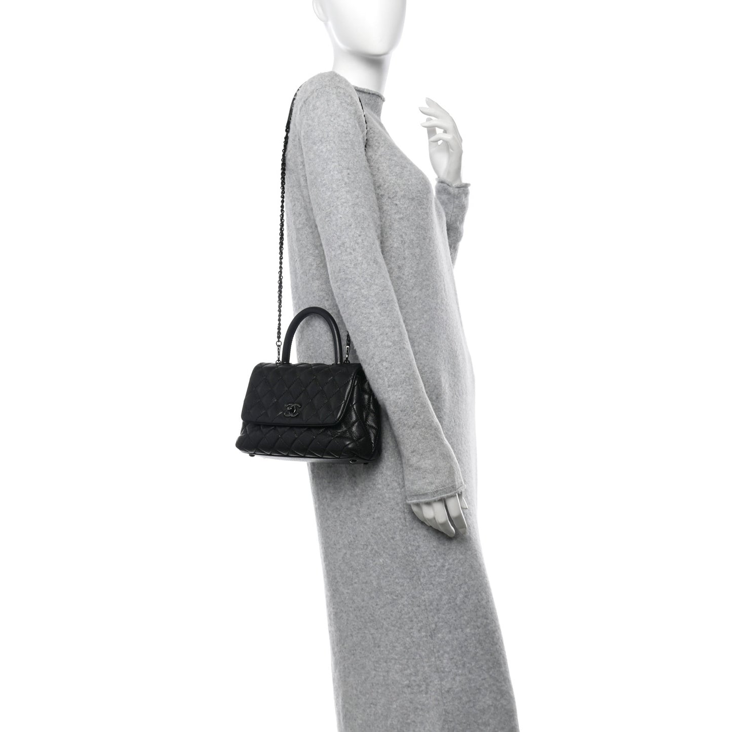 Caviar Quilted Mini Coco Handle Flap So Black