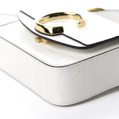 Chloe Calfskin Crocodile Embossed Mini C Double Carry Brilliant White 7 of 9