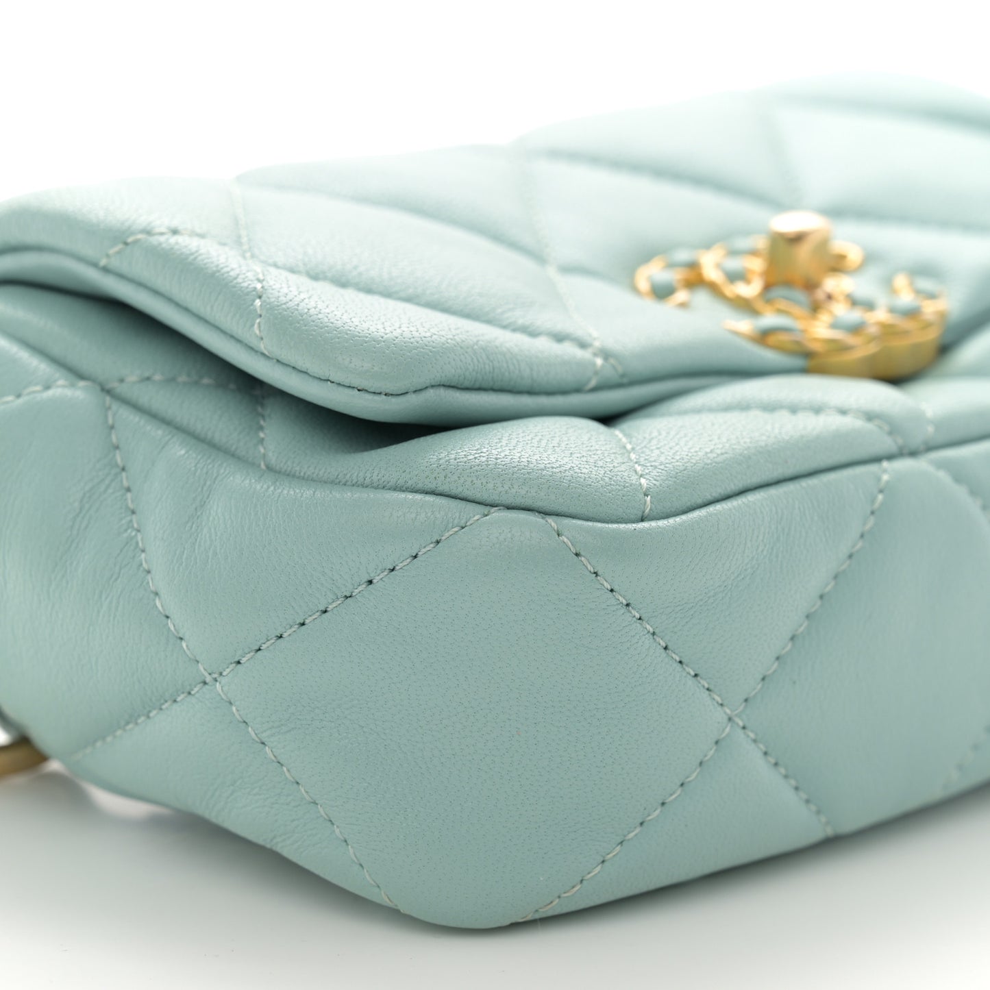 Lambskin Quilted Chanel 19 Waist Bag Light Blue