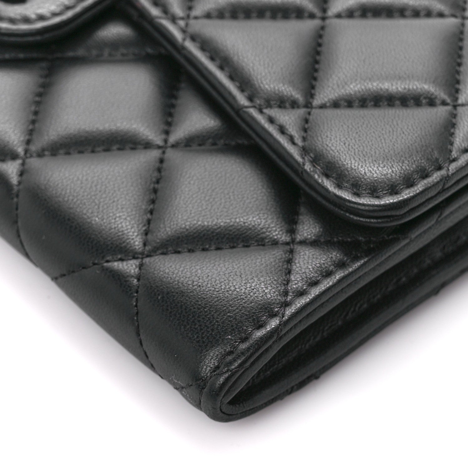 Chanel Lambskin Quilted Large Gusset Flap Wallet So Black 12 of 15