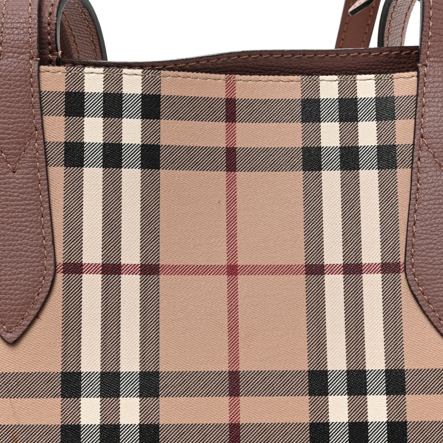 Grainy Calfskin Haymarket Check Medium Reversible Tote Light Elderberry