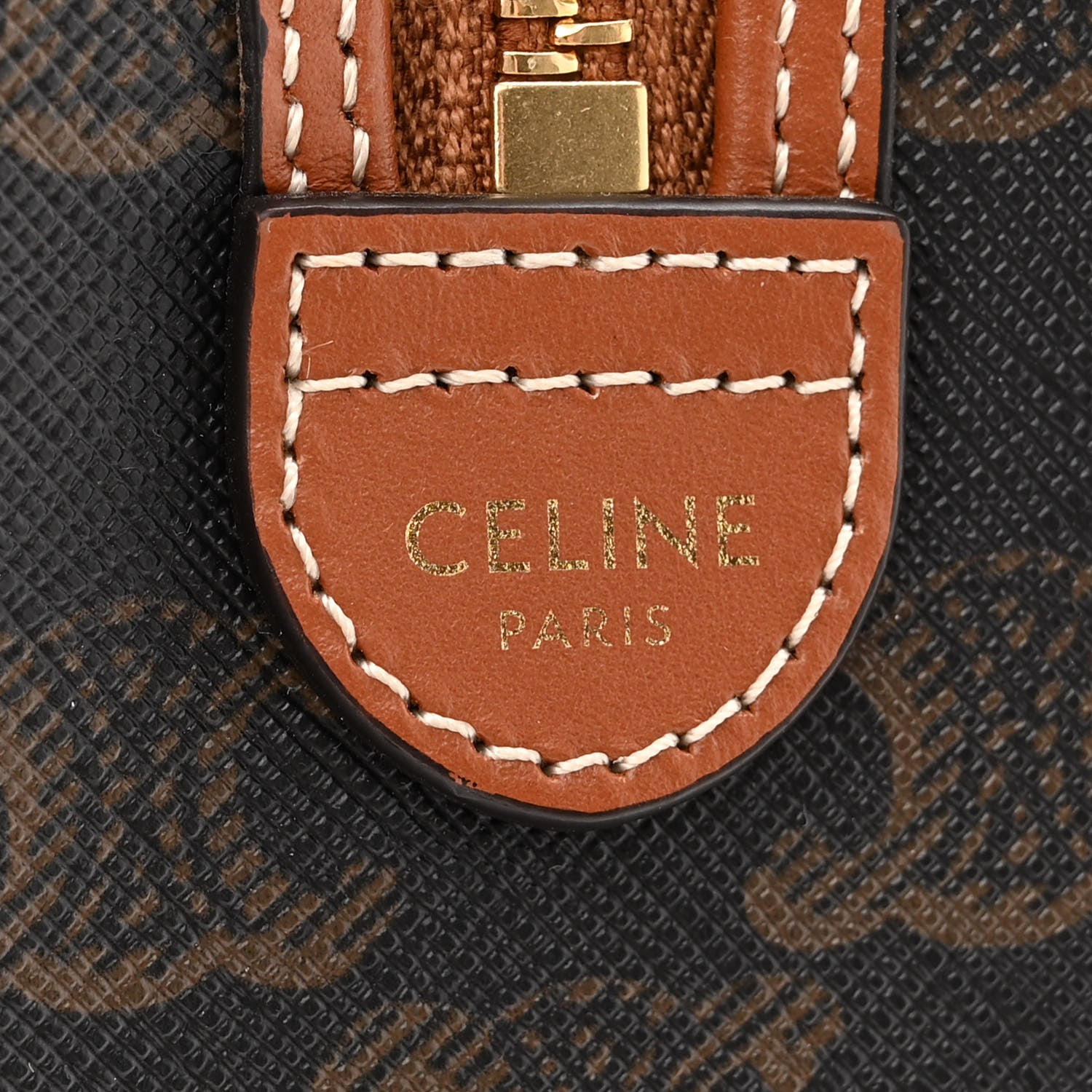 Celine Triomphe Canvas Calfskin Small Boston Bag Tan 6 of 12