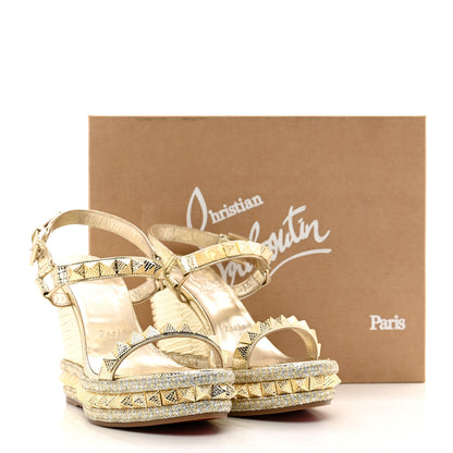 Christian Louboutin Specchio Vintage Pyraclou 110 Wedge Sandals 38 Gold 9 of 9