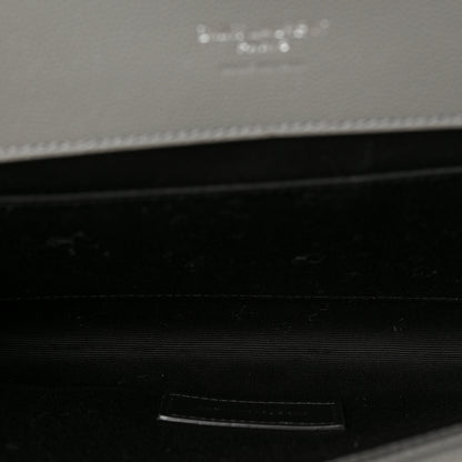 Saint Laurent Grain De Poudre Textured Mixed Matelasse Triquilt Monogram Clutch Storm 5 of 6