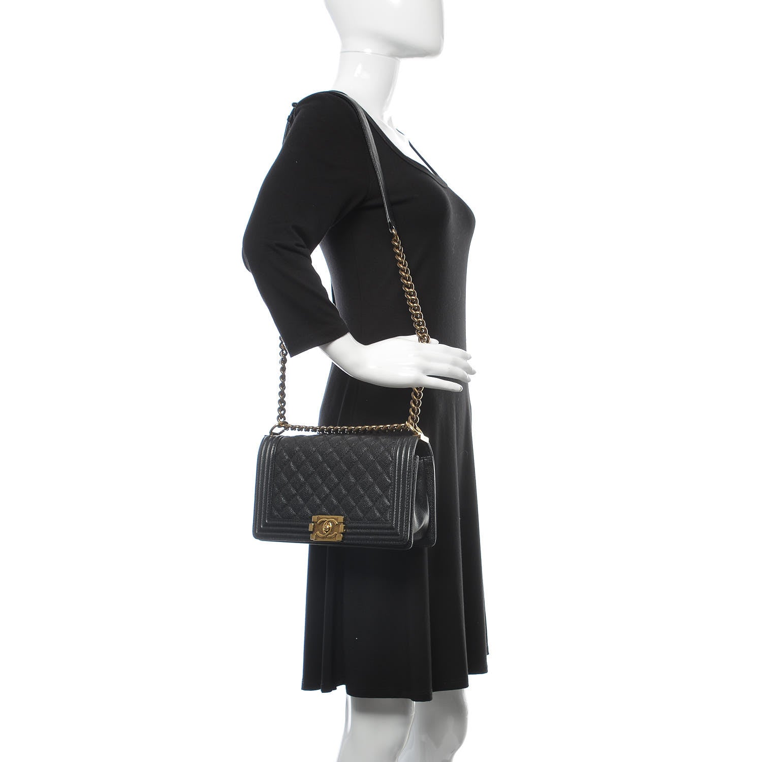 Chanel Caviar Quilted Medium Boy Flap Black 2 of 9