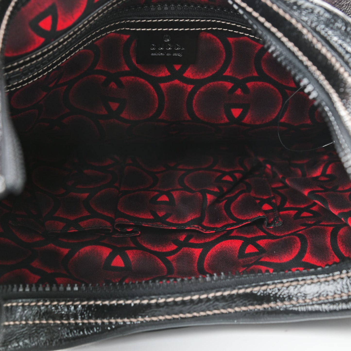 Patent Calfskin Medium Snow Glam Hobo Black White Red