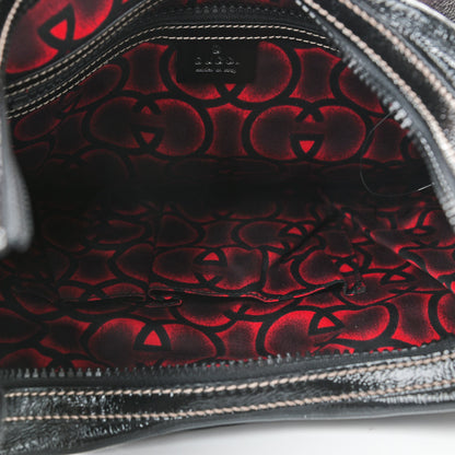 Gucci Patent Calfskin Medium Snow Glam Hobo Black White Red 8 of 10