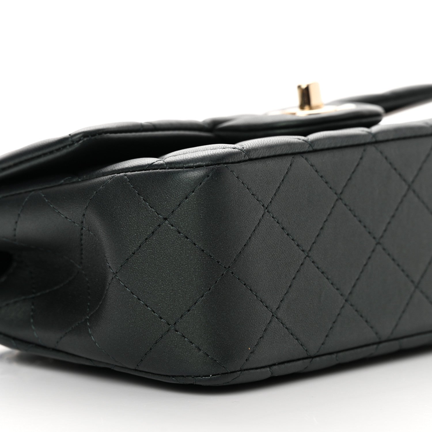 Chanel Iridescent Lambskin Quilted Mini Top Handle Rectangular Flap Dark Green 9 of 14