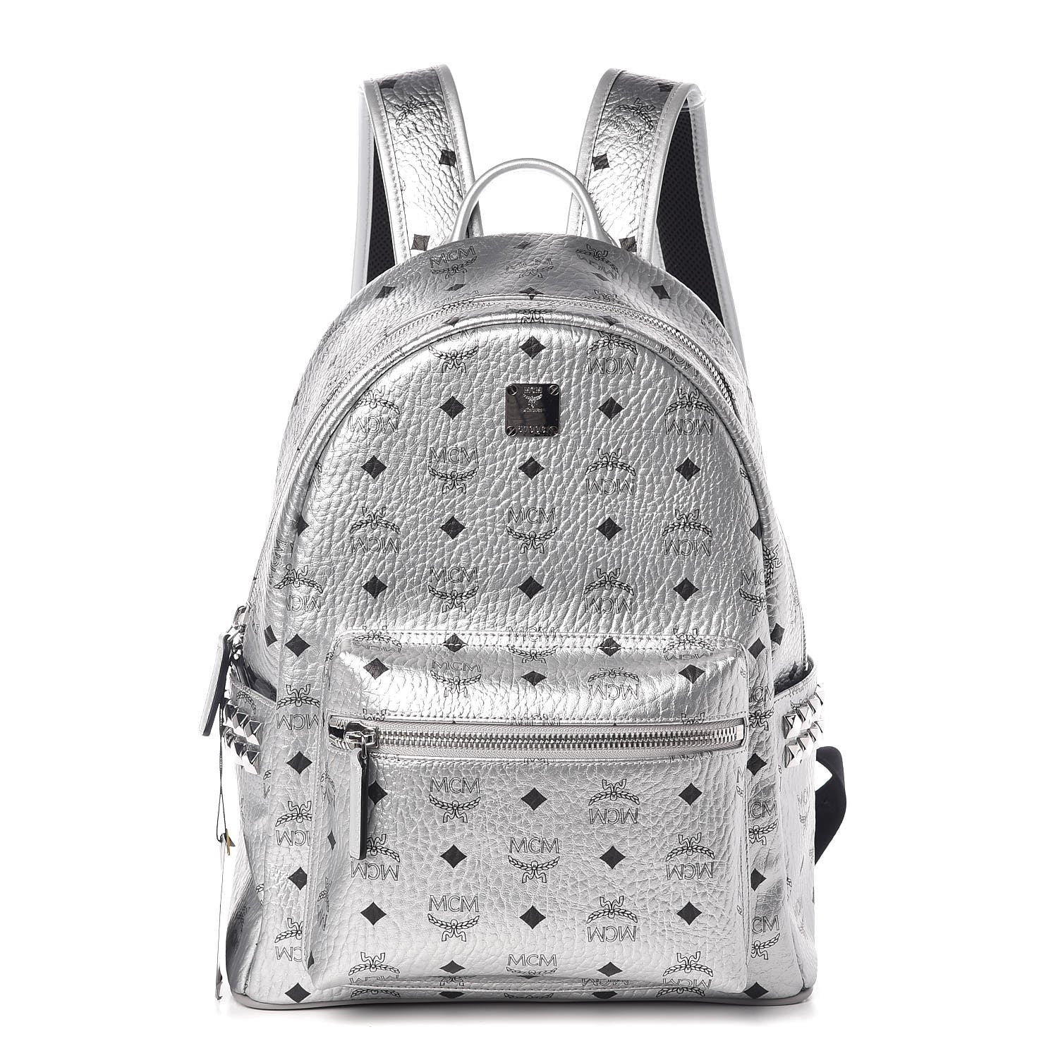 MCM Visetos Small Side Stud Stark Backpack Silver 1 of 8