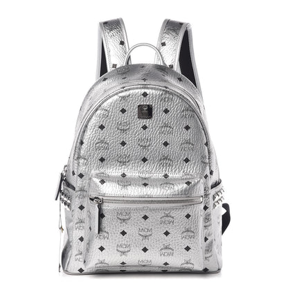 MCM Visetos Small Side Stud Stark Backpack Silver 1 of 8