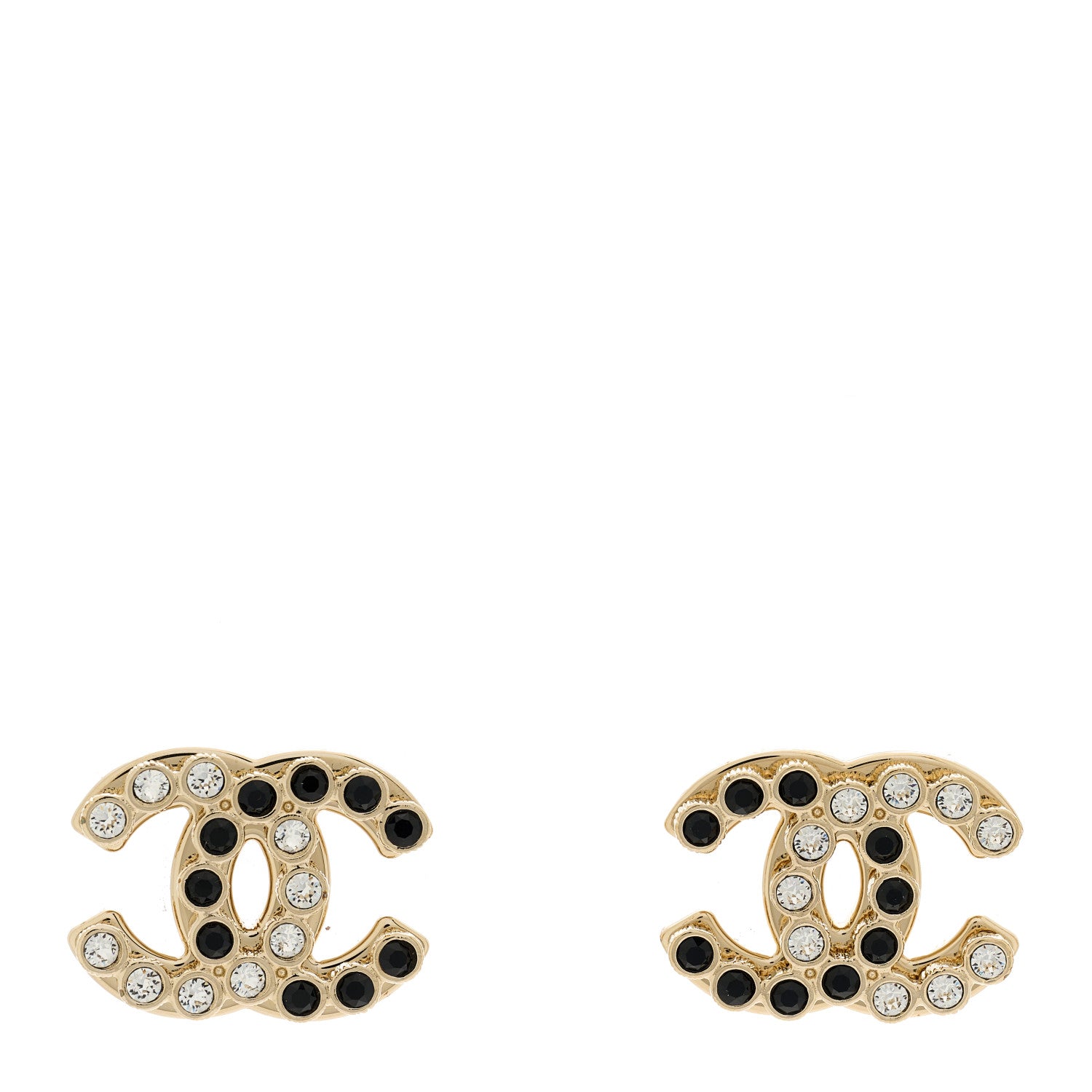 Chanel Crystal CC Earrings Black Gold 1 of 5