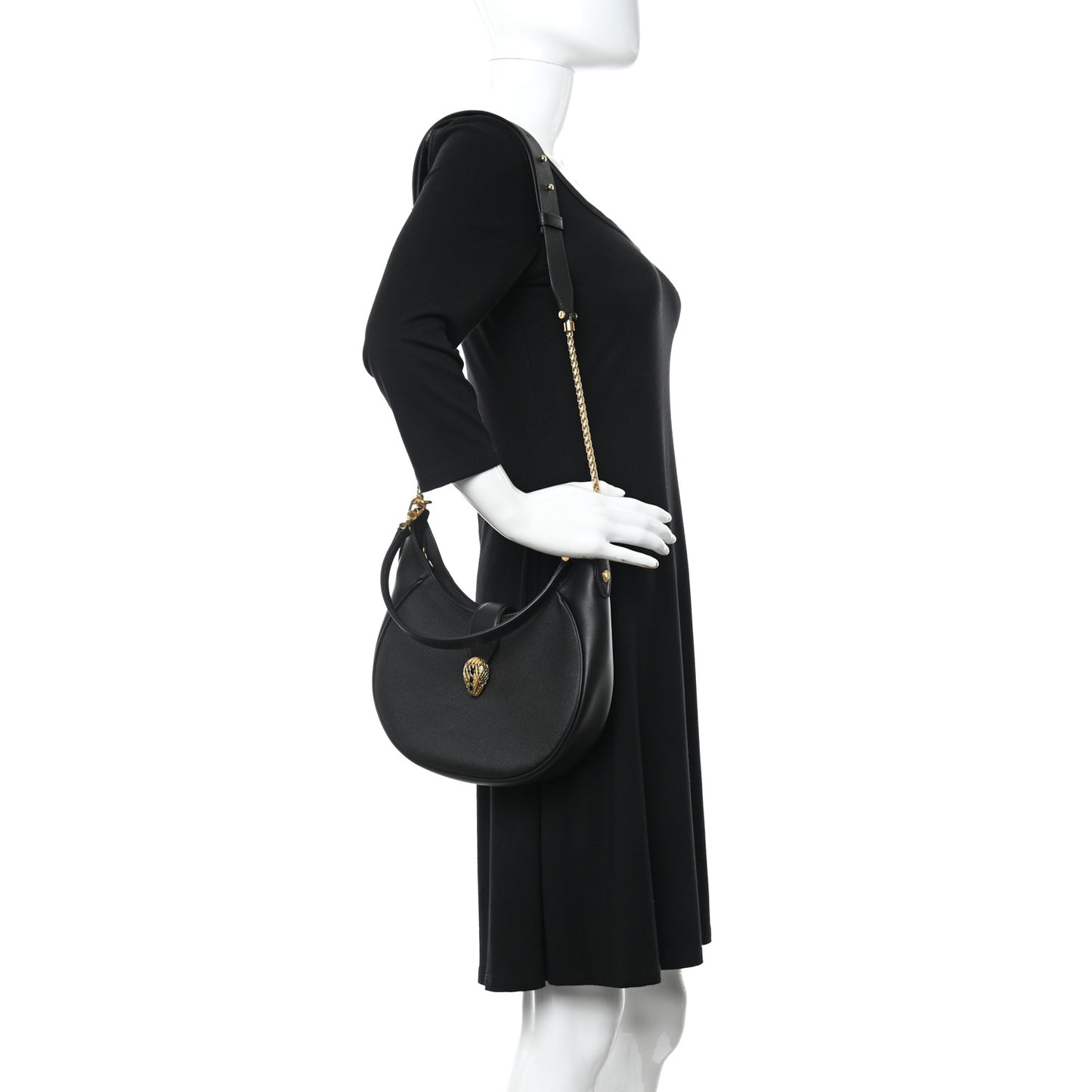 Urban Grain Smooth Calfskin Serpenti Ellipse Shoulder Bag Black