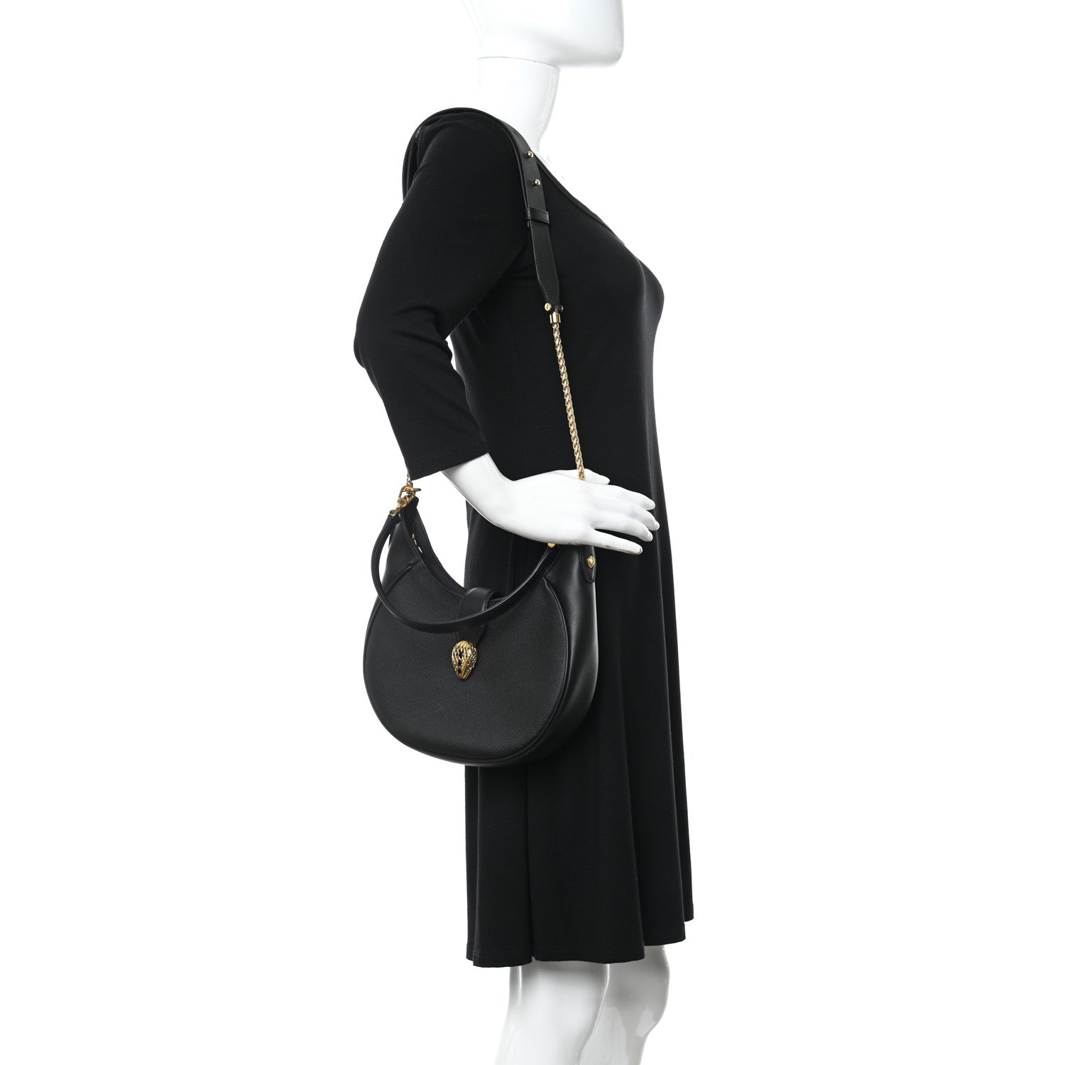 Bulgari Urban Grain Smooth Calfskin Serpenti Ellipse Shoulder Bag Black 2 of 9