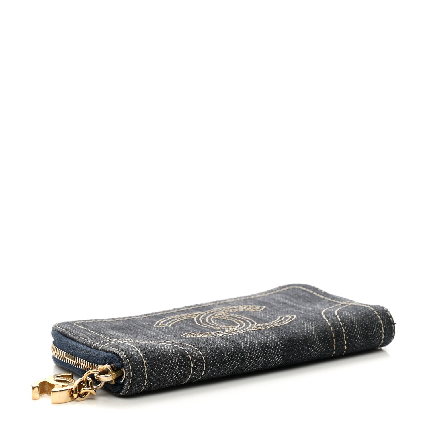 Chanel Denim CC Zip Around Wallet 4 of 9