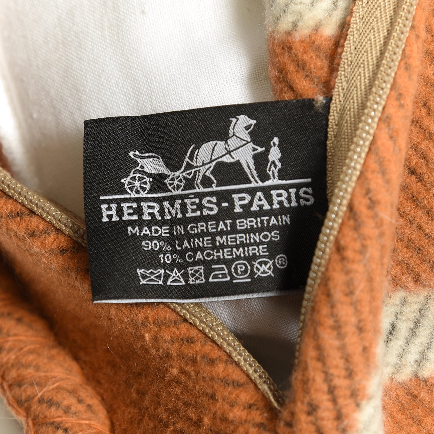 Hermes Wool Cashmere Avalon Pillow PM Ecru Potiron 4 of 4