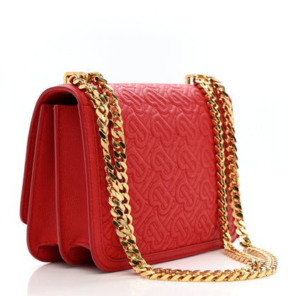 Burberry Grainy Calfskin Monogram Embossed Small TB Chain Bag Bright Red 3 of 10