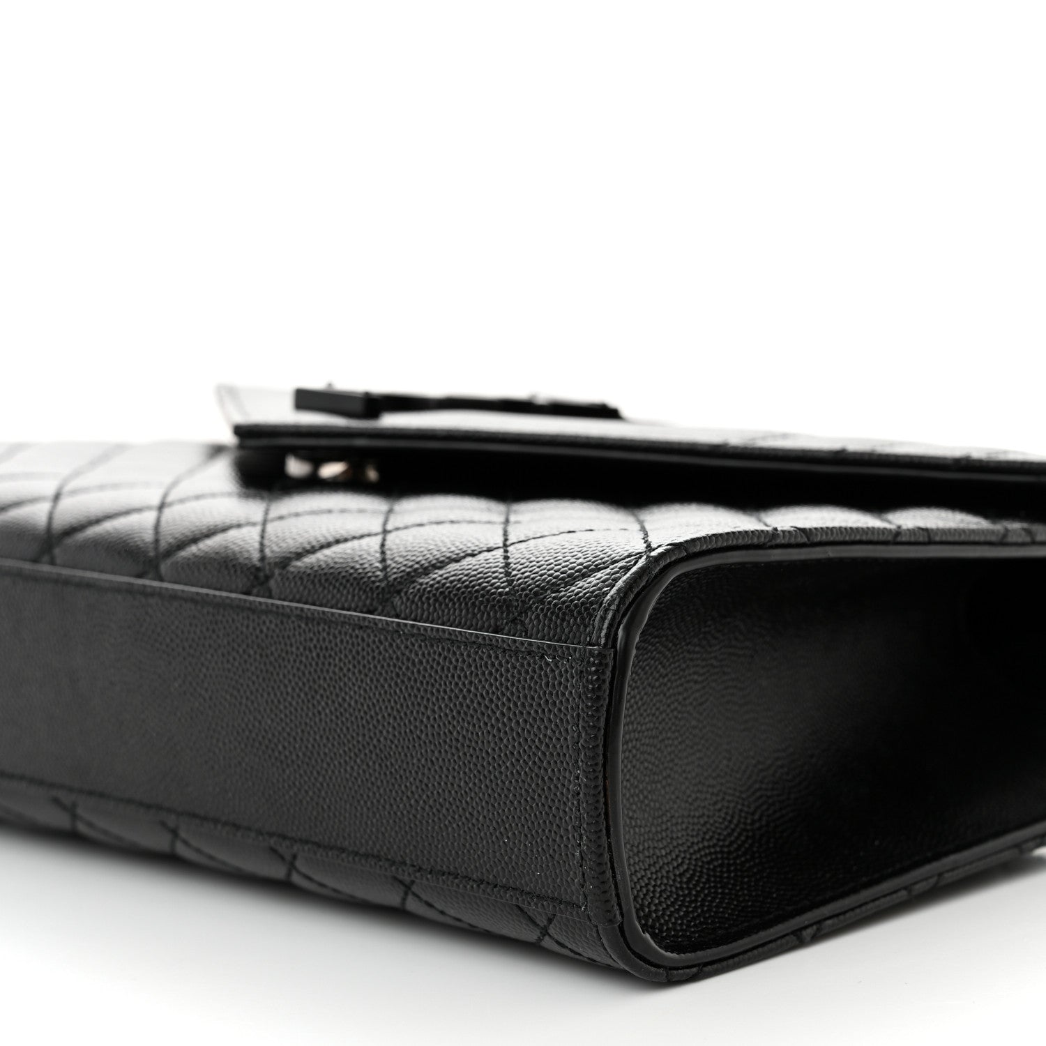 Saint Laurent Grain De Poudre Textured Mixed Matelasse Triquilt Medium Monogram Monochrome Satchel Black 9 of 11