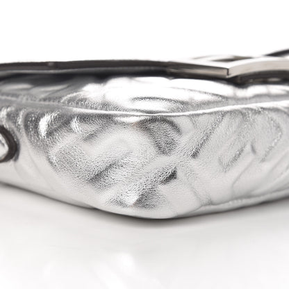 Fendi Vitello Catalan Mirror FF 1974 Embossed Mini Baguette Argento 10 of 13