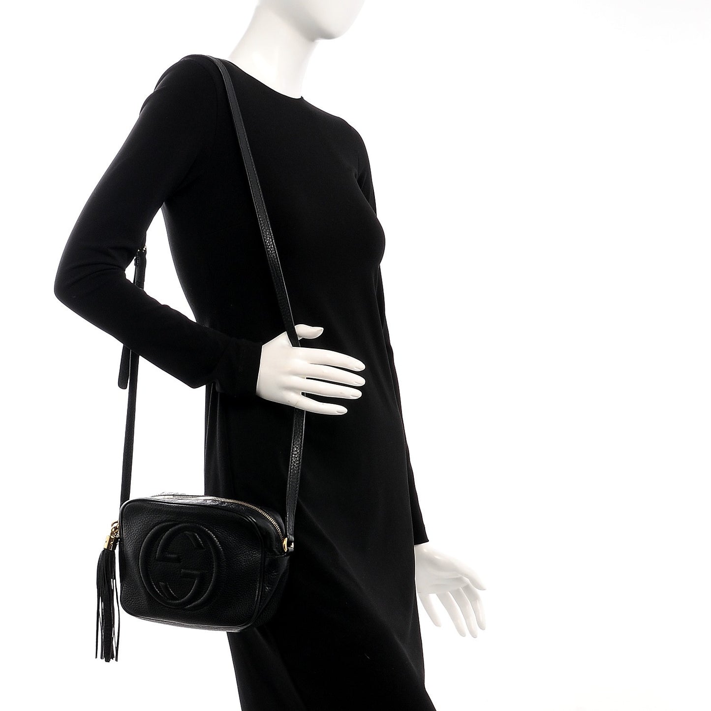 Pebbled Calfskin Small Soho Disco Bag Black