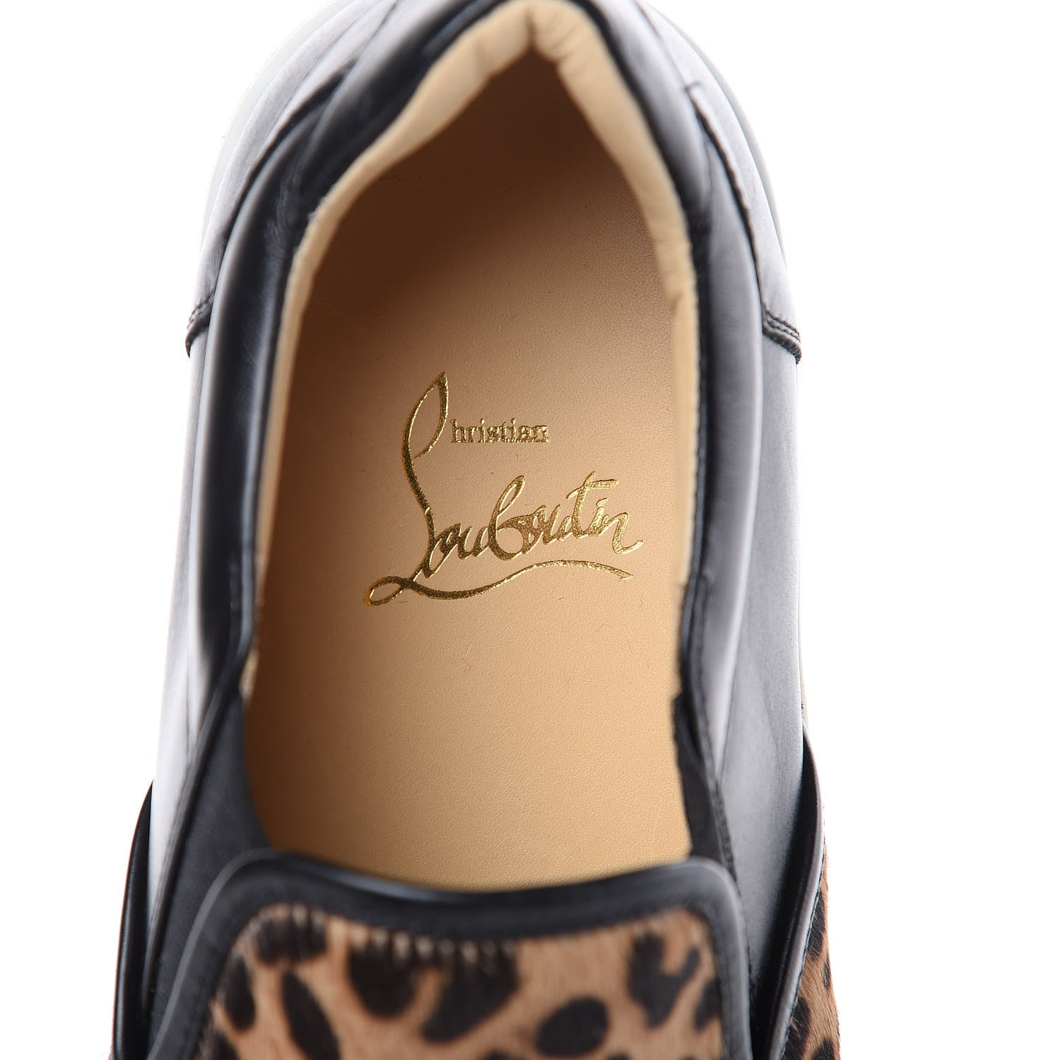 Christian Louboutin Pony Hair Jaguar Print Womens Master Key Flat Skate Sneakers 36.5 Brown Black 6 of 11