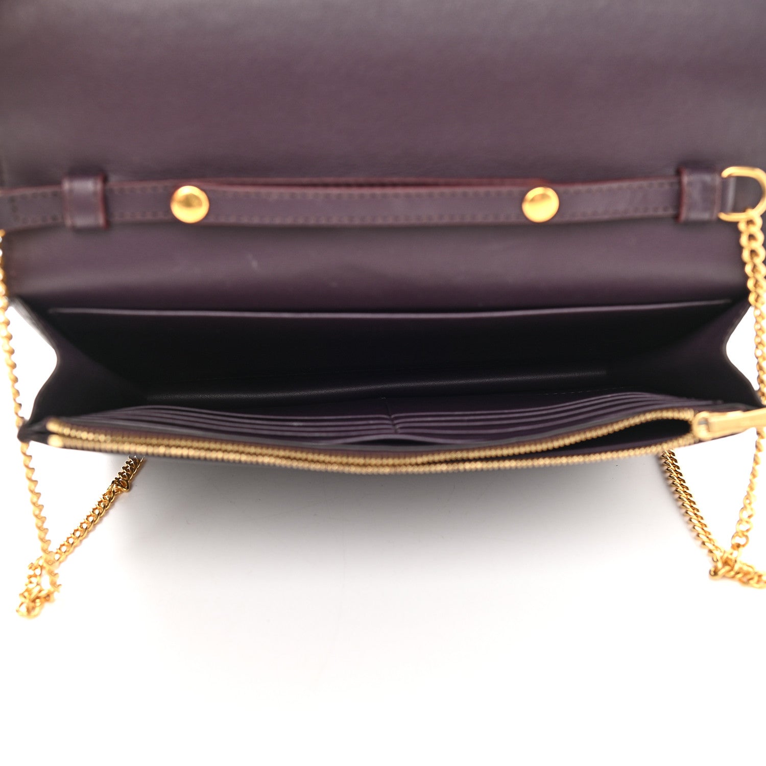 Celine Smooth Lambskin Frame Evening Chain Clutch Beige Burgundy 4 of 10