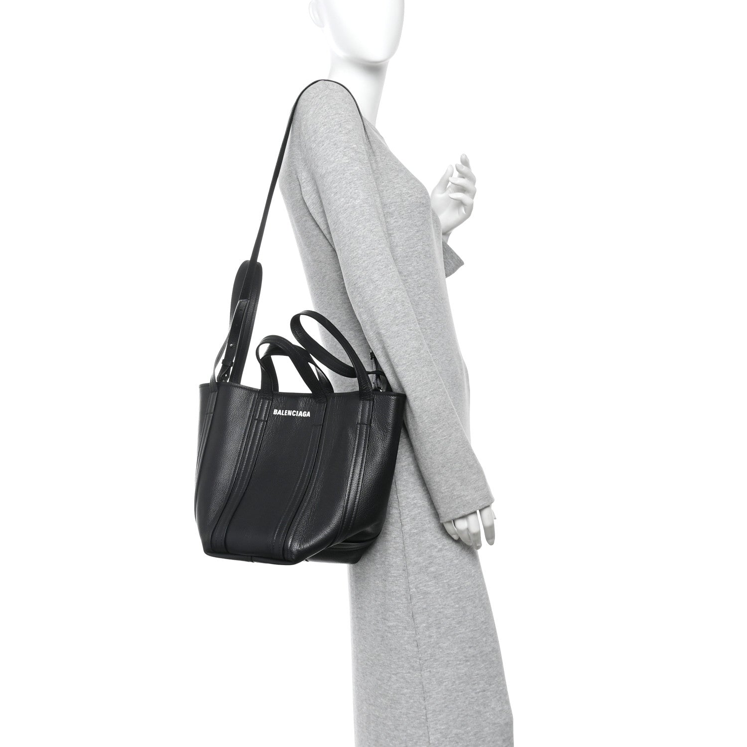 Balenciaga Grained Calfskin Small Everyday North South Shoulder Tote Bag Black 2 of 10