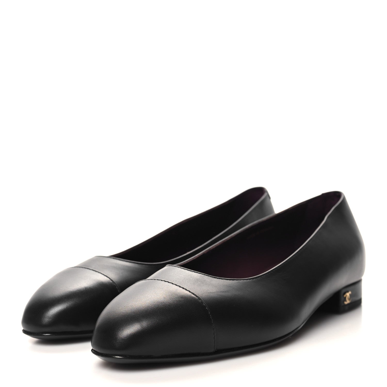 Chanel Lambskin Cap Toe Ballerina Flats 38 Black 3 of 9