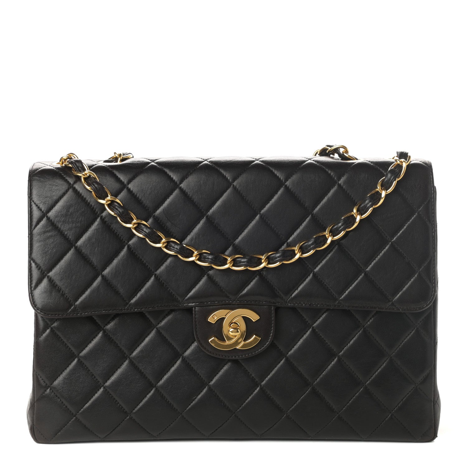 Chanel Lambskin Quilted Jumbo Single Flap Black 1 of 10