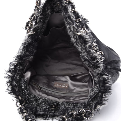 Chanel Tweed Lambskin Drawstring Tweedy Tote Black 5 of 10