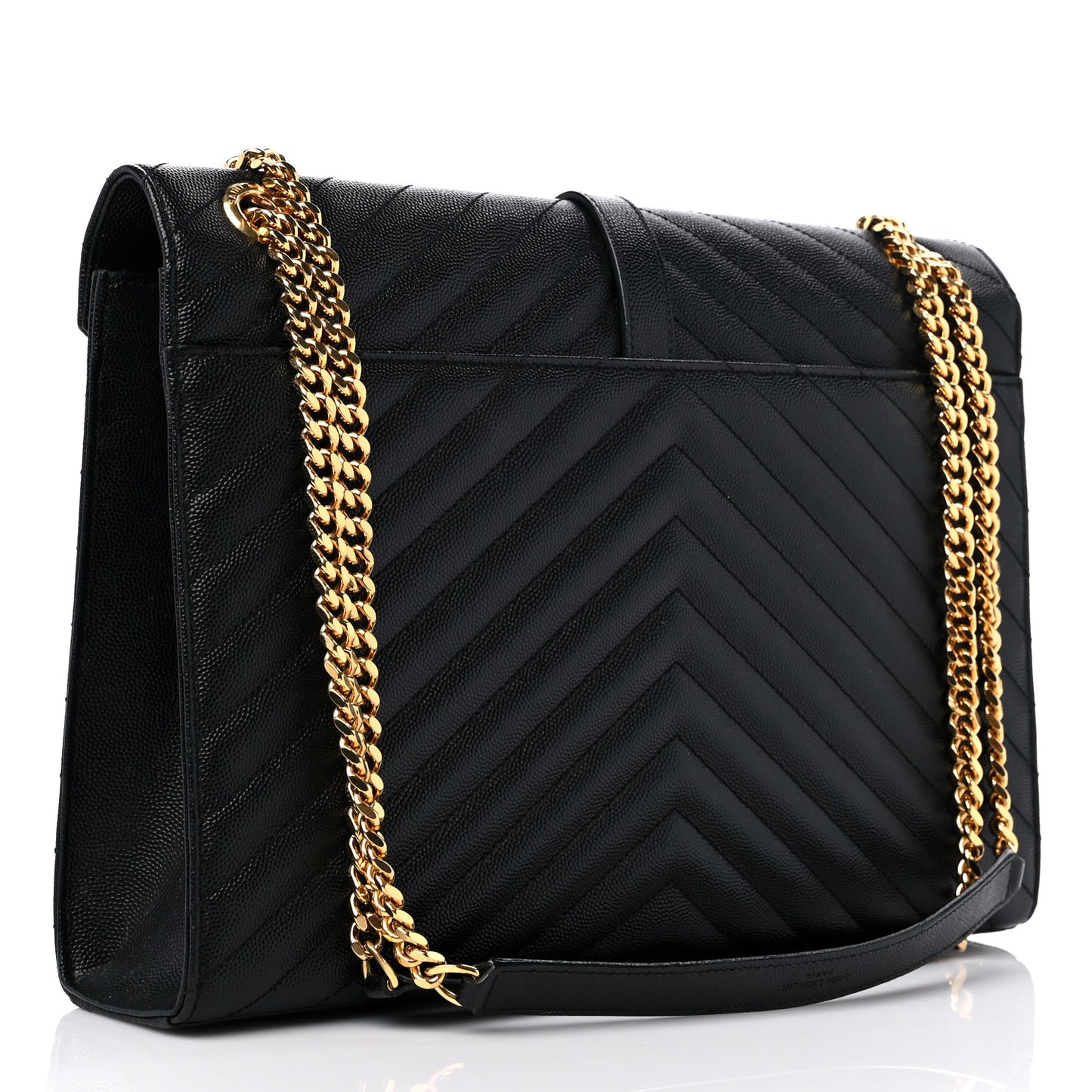 Grain De Poudre Matelasse Chevron Large Monogram Satchel Black