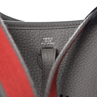 Hermes Taurillon Clemence Amazone Evelyne TPM Etain Rouge Casaque 6 of 8
